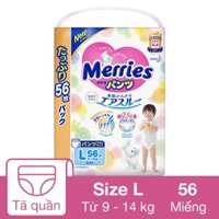 Tã quần Merries size L 56 miếng (9 - 14 kg)