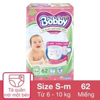 Tã quần mở một bên Bobby size S-m 62 miếng (6 - 10 kg)