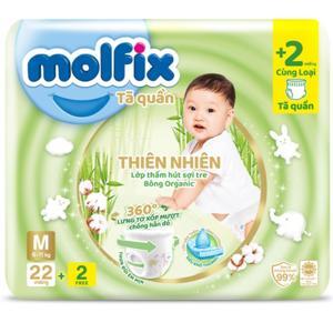 Tã quần Molfix thiên nhiên size M 22 miếng (cho bé 6 - 11kg)
