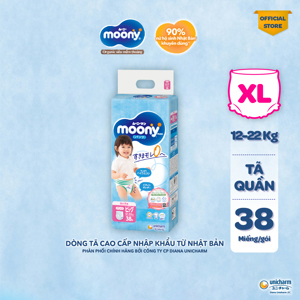 Tã quần Moony cho bé gái size XL 38 miếng (trẻ từ 12 - 17kg)