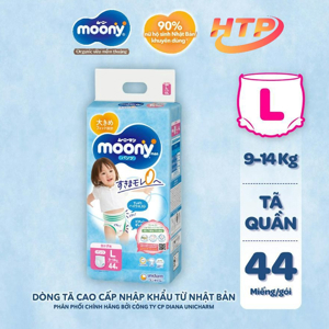 Tã quần Moony cho bé gái size L 44 miếng (trẻ từ 9 - 14kg)