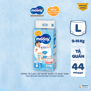 Tã quần cho bé trai Moony size L 44 miếng (trẻ từ 9 - 14kg)