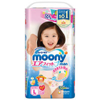 Tã quần Moony size L44 miếng cho bé gái 9-14kg