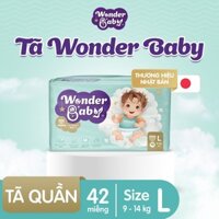 Tã quần Nhật Bản Wonder Baby, 5 lớp siêu thấm hút, size L (42 miếng/gói), cho bé 9-14KG