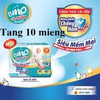 Tã quần Nhật Bino kháng khuẩn chóng hâm M60+10 miếng , L54+8 miếng , XL48+8 miếng , XXL44 + Khăn ướt Omely cao cấp 80 tờ