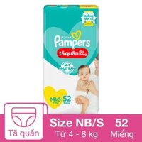 Tã quần Pampers tiết kiệm size NB/S 52 miếng (4 - 8 kg)