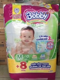 Tã quần siêu thấm Bobby M60 size M - 60 miếng tặng 8miêng vn