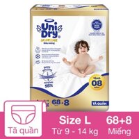 Tã quần Unidry Supreme Thin & Soft size L 68 + 8 miếng (9 - 14 kg)