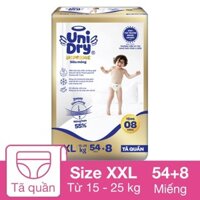 Tã quần Unidry Supreme Thin & Soft size XXL 54 + 8 miếng (15 - 25 kg)