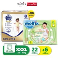 Tã size XXXL Unidry, Molfix form siêu to, siêu thấm hút, hàng Việt Nam chất lượng cao-22+6 miếng