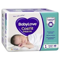 Tã sơ sinh BabyLove Cosifit size 1 (Tối đa 5kg) Gói 48 miếng