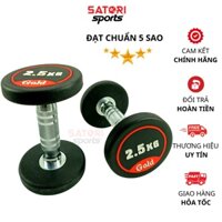 Tạ tay cao cấp 2,5kg Gold Jodan lõi thép bọc cao su , tạ đơn 2,5kg nam nữ tập gym tại nhà - SATORI SPORT