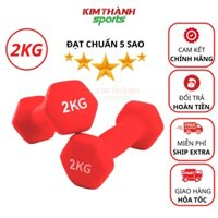 Tạ tay cao cấp 2kg cho nữ tiêu chuẩn 5 sao , tạ tập Yoga - Gym tại nhà lõi thép bọc cao su chống trơn - KIM THÀNH SPORT
