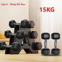 Tạ tay lục giác lõi gang bọc cao su 15kg 12.5kg 10kg 7.5kg 5kg 2.5kg tập luyện cơ tay