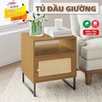 Tab Gỗ Đầu Giường Pha Phog Cách Nan Gỗ