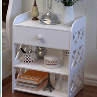 Tab tủ, kệ đầu giường có ngăn kéo hoạ tiết chữ x màu trăng sang trọng GIATOT