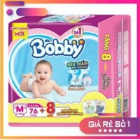 Tả/Bỉm Dán Bobby M76/L68/XL62/XXL56 Khuyến Mãi