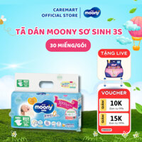 Tã/Bỉm Dán Cao Cấp Moony 3S Newborn  – Siêu Mềm Mại, Dành Cho Trẻ Sơ Sinh Dưới 3kg (30 Miếng)