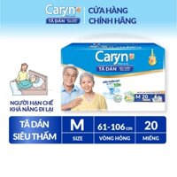 Tã/Bỉm dán người lớn siêu thấm Caryn dành cho người hạn chế khả năng đi lại Size M 20