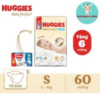 Tã/bỉm DÁN sơ sinh Huggies Skin Perfect S 54+6 miếng với 2 vùng thấm giảm kích ứng da