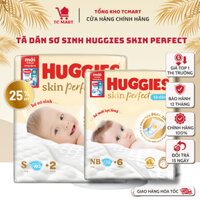 Tã/bỉm dán sơ sinh Huggies Skin Perfect Size NB70+6/S80+2/M76+3 - Tã có công nghệ Dual Zone