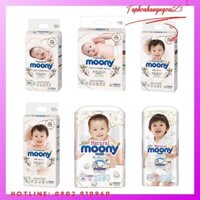 Tã/bỉm MOONY NATURAL dán/quần nội địa Nhật full size NB63/S60/M46