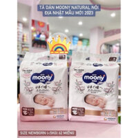 Tã/Bỉm Moony Natural nội địa Nhật mẫu mới Bông Organic dán/quần NB63/S58/M46/L38/L36/XL32