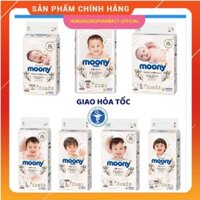 Tã/Bỉm Moony Natural Trắng/ Xanh Tiêu Chuân Nội Địa Nhật Bông Organic dán/quần NB63/S58/M46/L38/L36/XL32