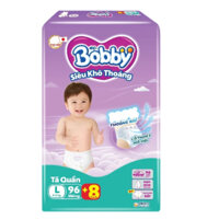 Tã/bỉm quần Bobby gói Mega Jumbo L96+8 MIẾNG