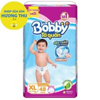 Tã/Bỉm Quần Bobby Size XL 48 miếng (dành cho bé từ 12 - 17 kg) Rãnh thấm Kim Cương