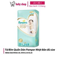 Tã/Bỉm Quần Dán Pamper Nhật Bản đủ size NB66/S60/M48/L40, M44/L34/XL36