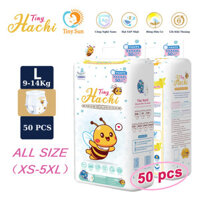 Tã/bỉm quần dán Tiny Hachi Nhật Bản XS-5XL chống thấm phía sau 50p/túi kháng khuẩn Ag+
