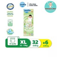 Tã/Bỉm quần Molfix thiên nhiên (Size XL dành cho bé 12-17kg, 32 Miếng + 6 Miếng)