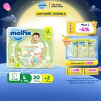 Tã/bỉm quần Molfix Thiên nhiên Regular L (9kg - 13kg) - Gói 20+2 miếng