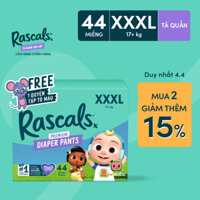 Tã/Bỉm Quần Rascals Cocomelon Size XXXL (>17kg) 44 miếng - Kèm Sách tô màu ngẫu nhiên