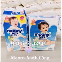 🍒Tã/Bỉm🍒Dán/Quần Moony Xanh Cộng Miếng Nội Địa Nhật đủ Size NB96/S90/M68/M64/L50/XL44