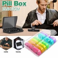 Tablet Dispenser Container 7 Days Weekly Pill Box high-capacity Travel Independent Lattice 24 Grids
