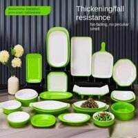 Tablew Bộ Đồ Ăn Đĩa Melamine Bát Nhỏ Đĩa Rau Ăn Nhẹ Đĩa Xanh Trắng 5 Gói