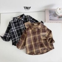 [TABY] Áo sơ mi kẻ phối túi phong cách, chất liệu vải sơ mi cao cấp mềm mại, tone màu HQ cho bé 8-30kg TH24A146