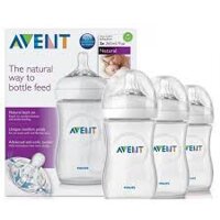 Tách set] Bình sữa Avent Natural 125ml, 260ml núm xoắn xanh, trắng, hồng