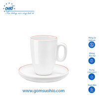 Tách Socola 330ml Phượng Hồng Sứ OHIO + Đĩa kê