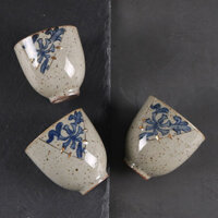 Tách trà xanh trắng cổ điển in dấu vàng, tách trà gốm sứ cổ, bát trà thủ công Nhật Bản, bộ ấm trà k