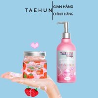 [TAEHUN] Combo Body Scrub + Sữa Tắm Kích Trắng Da.