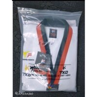Taekwondo Vải Sọc Cổ Đỏ Đen