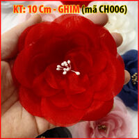 Tag Hoa Voan Lớn Cài Áo HANDMADE, Kiểu Cài Áo Hoa Có Ghim, Có Trâm Cài Áo Váy , Hoa Cài Áo Voan Cở Lớn CH006 - CH006 - MÀU ĐỎ ĐÔ - CÓ TRÂM CÀI HẠT MẸC