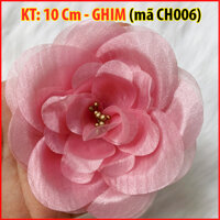 Tag Hoa Voan Lớn Cài Áo HANDMADE, Kiểu Cài Áo Hoa Có Ghim, Có Trâm Cài Áo Váy , Hoa Cài Áo Voan Cở Lớn CH006 - CH006 - MÀU HỒNG ĐẬM - GHIM CÀI