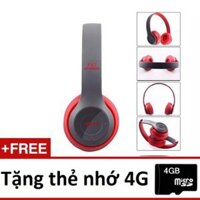 TAI BLUETOOTH P47 CHỤP TAI CỰC CHẤT ĐỎ KÈM THẺ NHỚ 4Gb