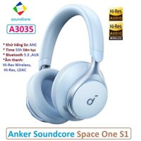 Tai nghe Anker Soundcore Space One A3035 | Bluetooth 5.3 AUX | Khử ồn chủ động ANC | Hi-Res Wireless LDAC HearID| 55H