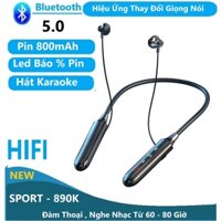 Tai Nghe Bluetooth 5.0 Dung Lượng Pin Lớn 800mAh Sử Dụng Từ 60-80 Giờ , Hiển Thị Led Báo % Pin , Hát Karaoke Bluetooth .