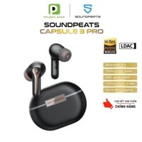 Tai Nghe Bluetooth 5.3 Chính Hãng Soundpeats Capsule 3 Pro  Chống ồn chủ động ANC up to -43db Game Mode 70ms  Hi Res Audio LDAC  Pin 52h  Hỗ trợ app - Hàng nhập khẩu chính hãng - Màu đen - 12 tháng